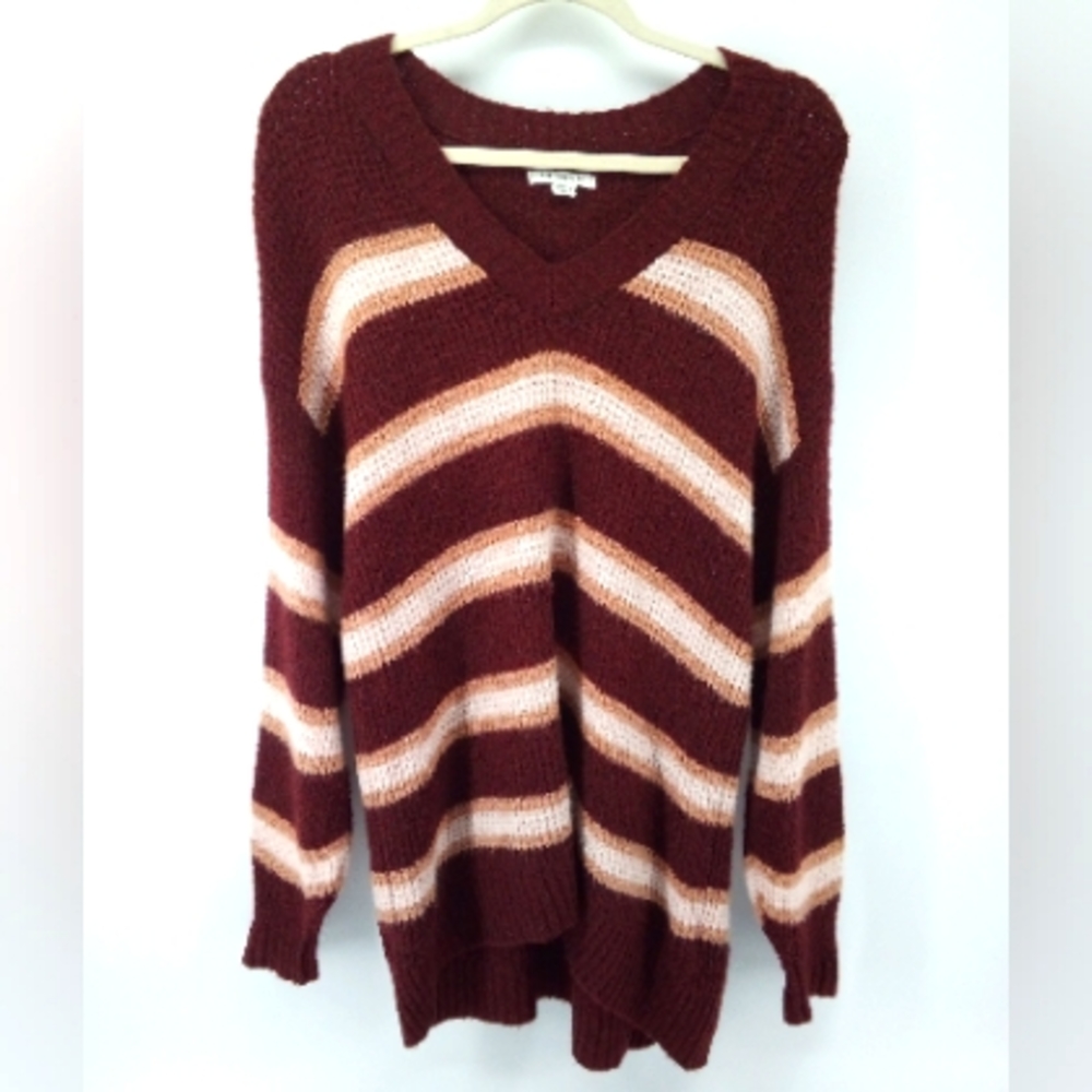 American Eagle 2020 Burnt Orange Chunky Stripe Oversized Grandpa Sweater XS